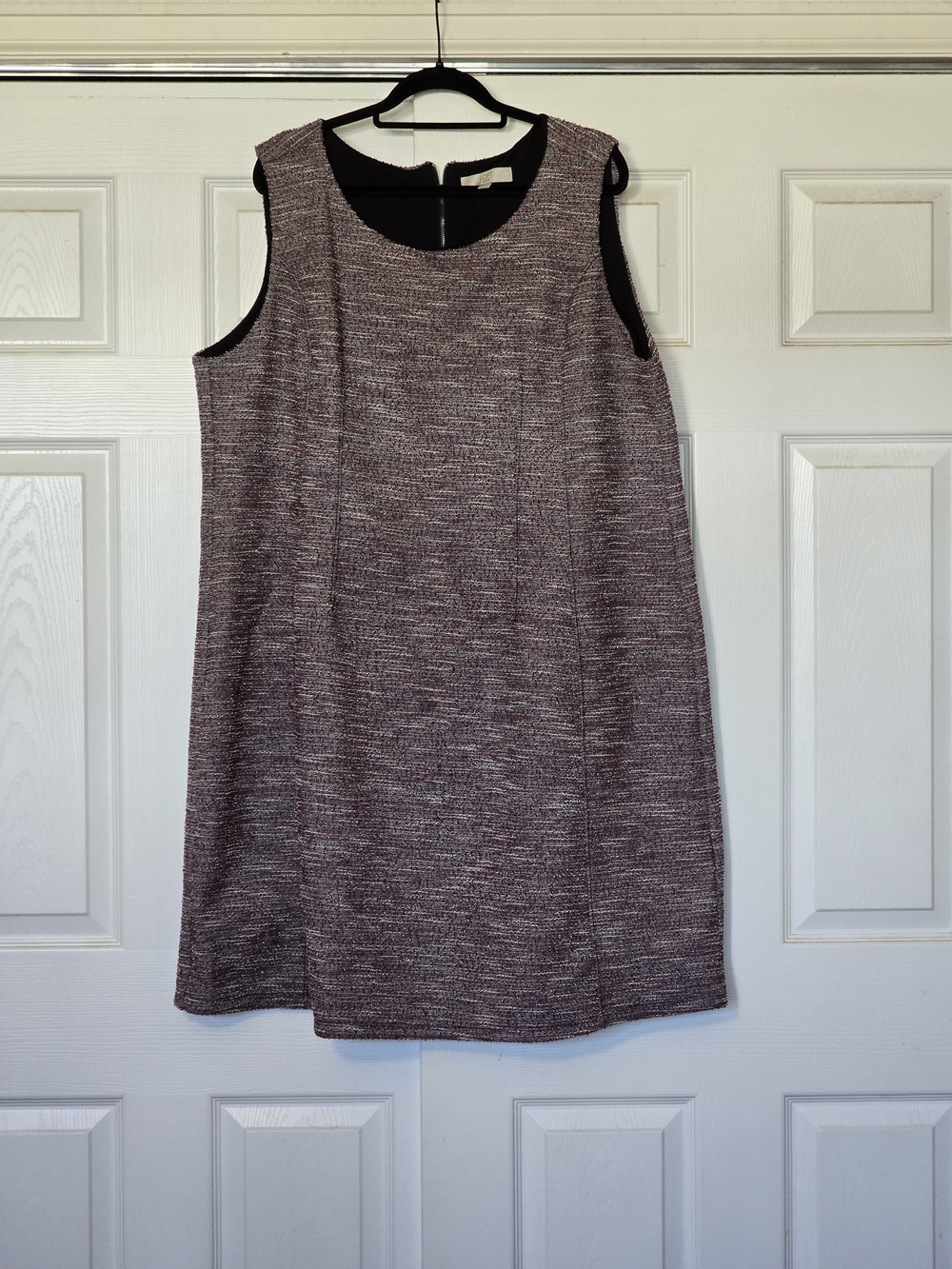 LOFT Heathered Plum Sleeveless Shift Midi Dress